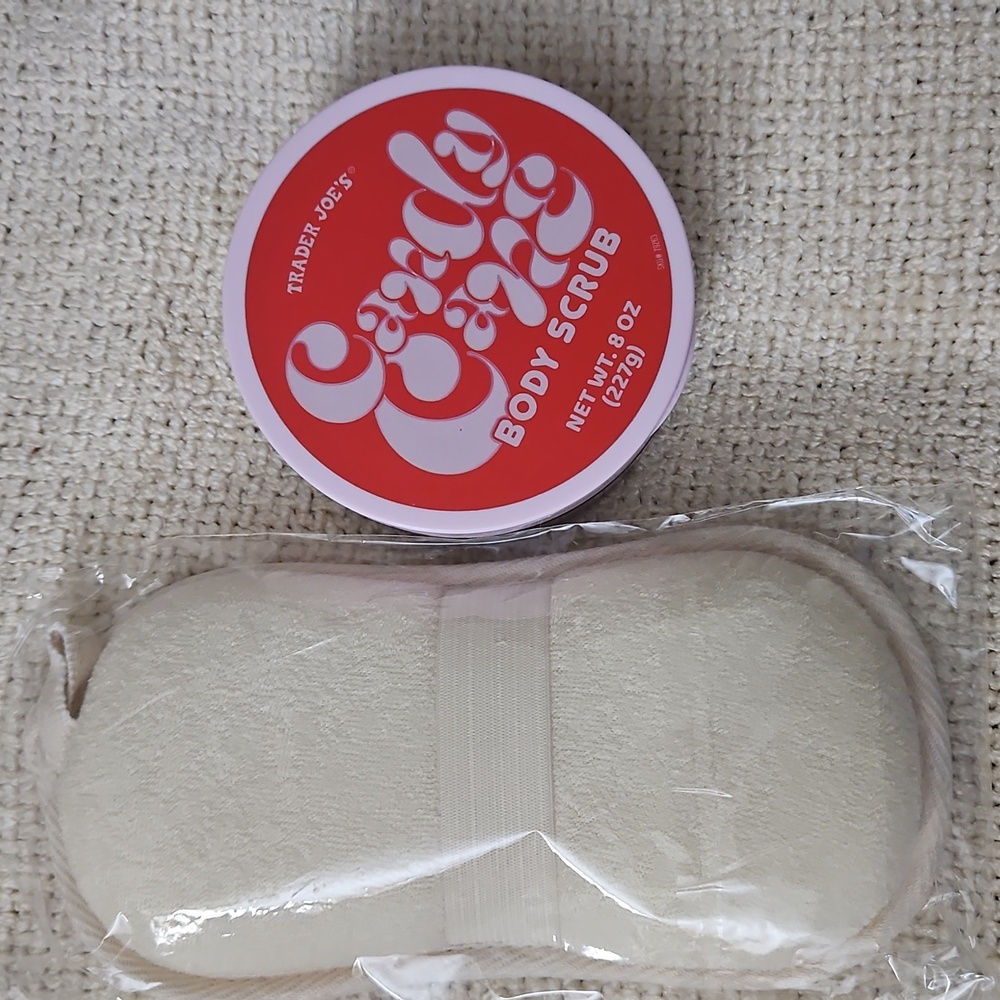 Trader Joe's Candy Cane Body Scrub With Loofah - 2pc Set